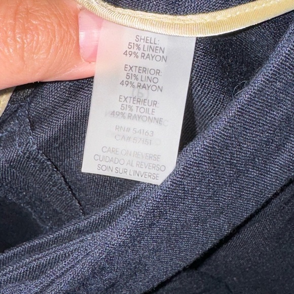 NWT Calvin Klein Womens Dress Pants linen blend Navy Belted Size 12 - Picture 4 of 6